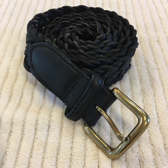 Other - Black Leather Braided Belt Size 46  S33